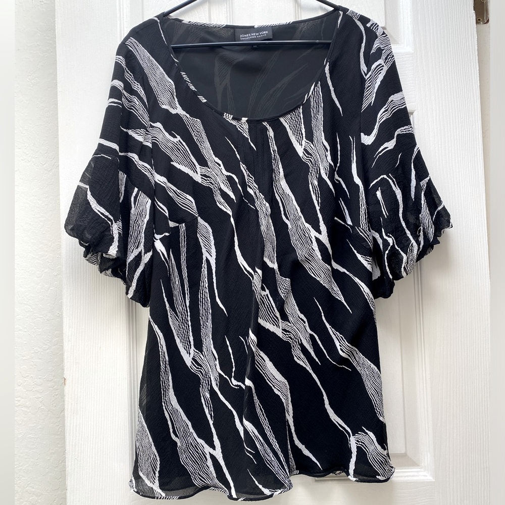 JONES NEW YORK | 100% Silk Pullover Sheer Blouse Lined  16W